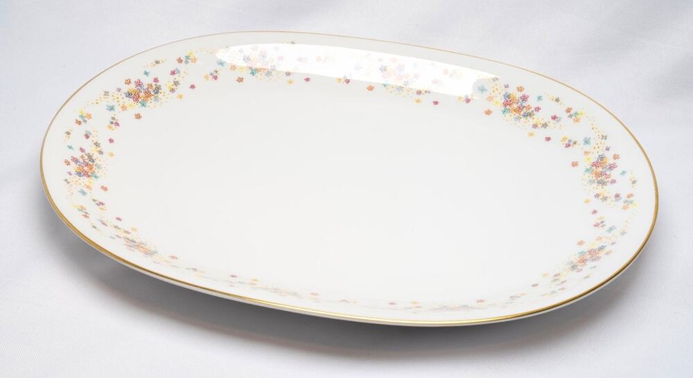 Heinrich Bavaria Frolic Vintage Gold Rim Serving Platter Oval Floral Germany